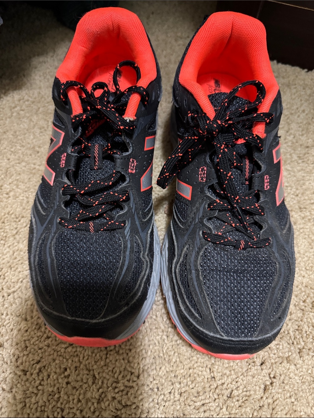 New Balance All Terrain Black and Coral/Orange Accent Sneakers